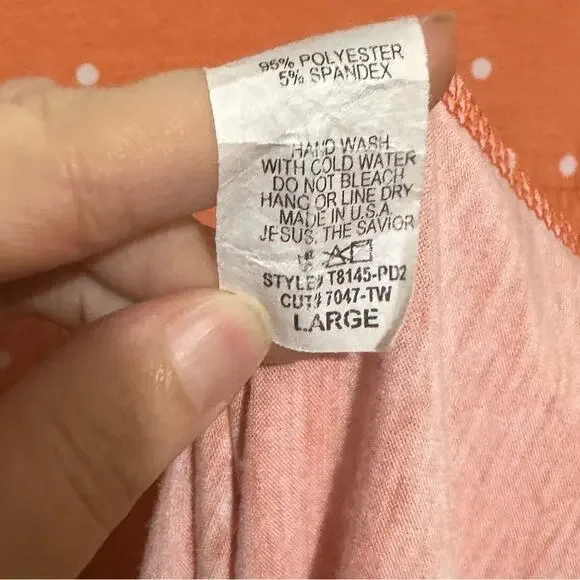 Reborn J Pink Orange Coral White Polka Dit Ruffle Tiered Knee Length Dress Large - Picture 4 of 5